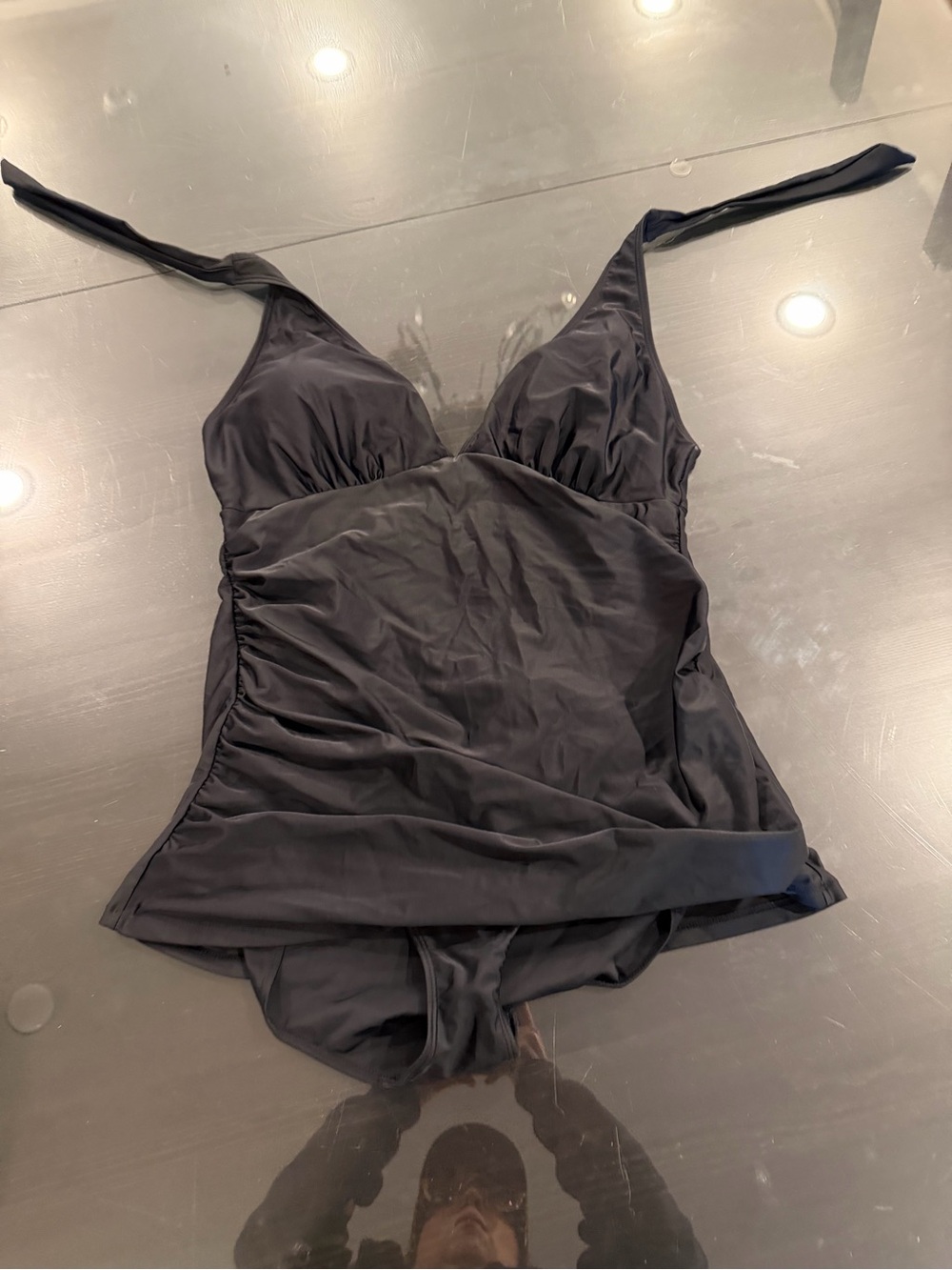 Tropical Escape Black halter once piece swim suit